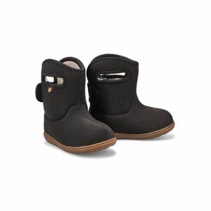 Bogs Kids Black Pull-On Boots with Brown Sole